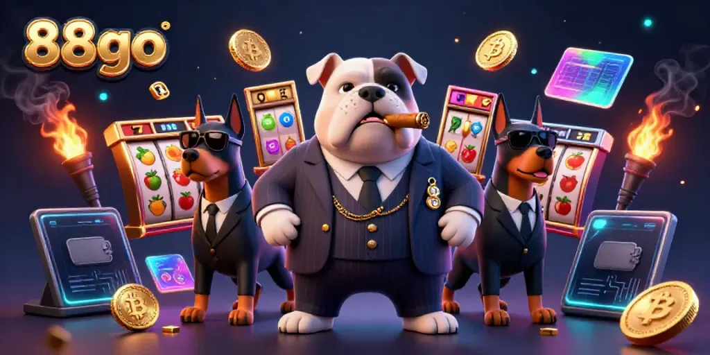 Experience thrilling jackpot action with 88go, featuring a mafia bulldog and crypto elements.