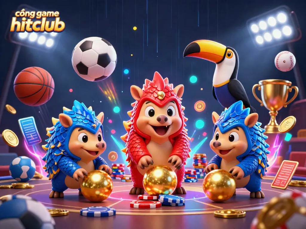Experience thrilling gameplay at cổng game hitclub with dynamic pangolins battling through poker chips and vibrant gaming elements.