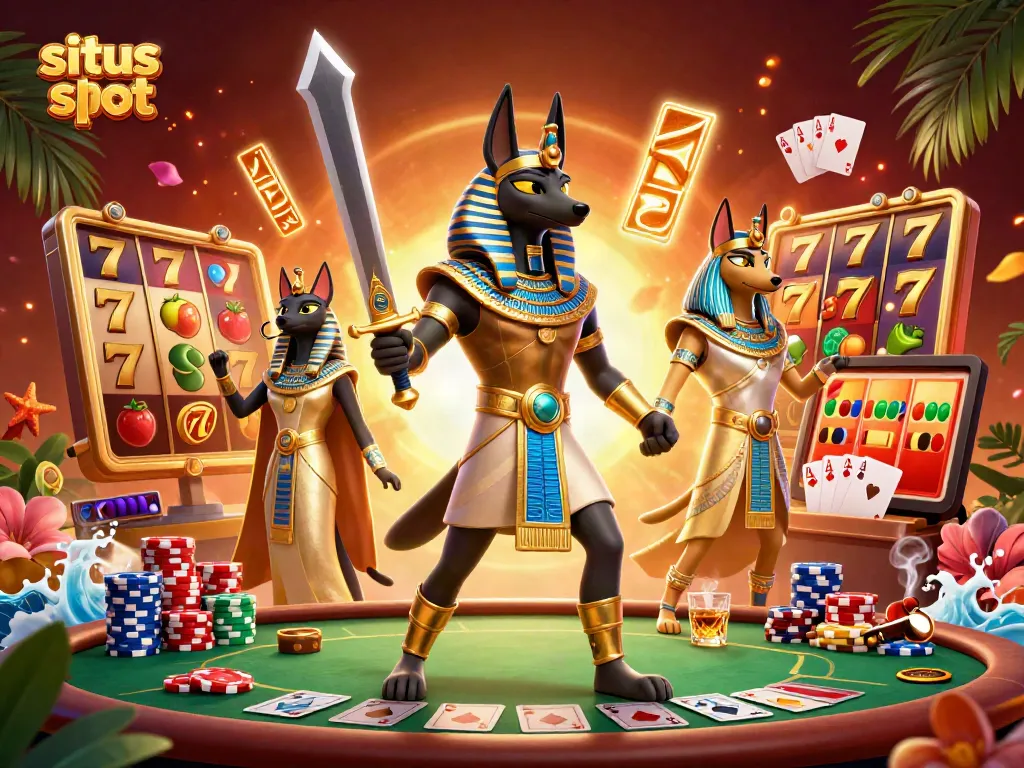 Menggali keuntungan melalui situs slot dengan karakter Anubis dan Bastet di kasino 3D yang megah.