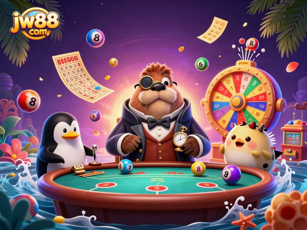 Engage with jw88 com through dynamic casino action featuring cheerful characters and vibrant game elements.