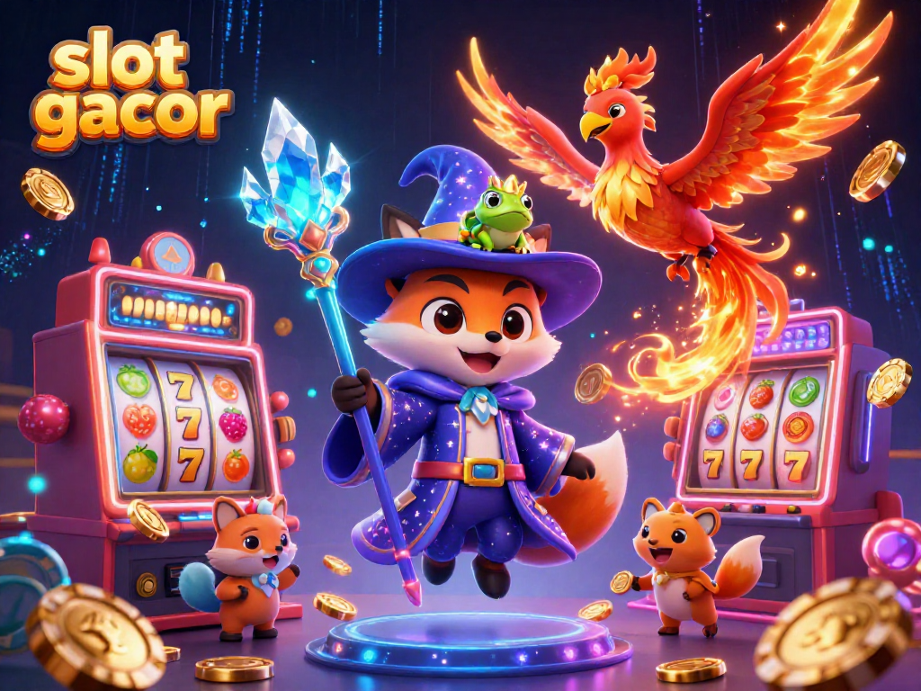 Experience thrilling slot gacor action with mystical characters in a vibrant casino scene