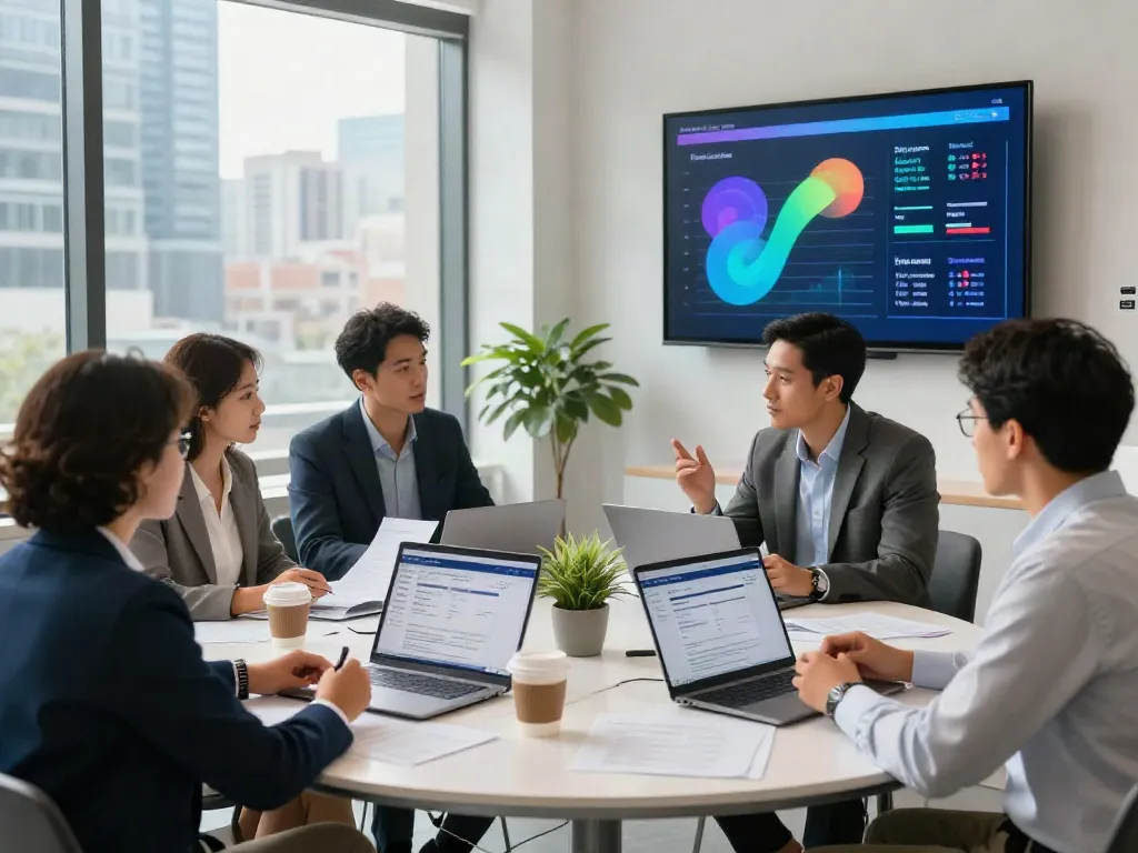 Payday Loans Co team discussing financial options in a modern office.