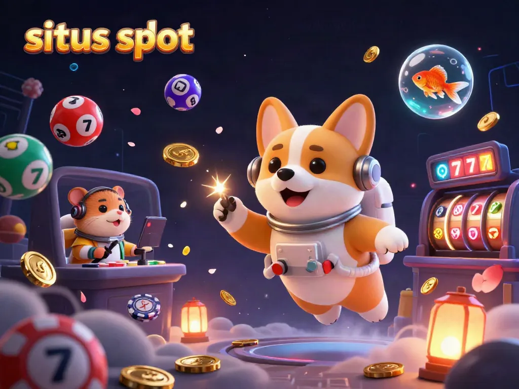 Experience the excitement of situs slot with playful characters in a vibrant space casino.