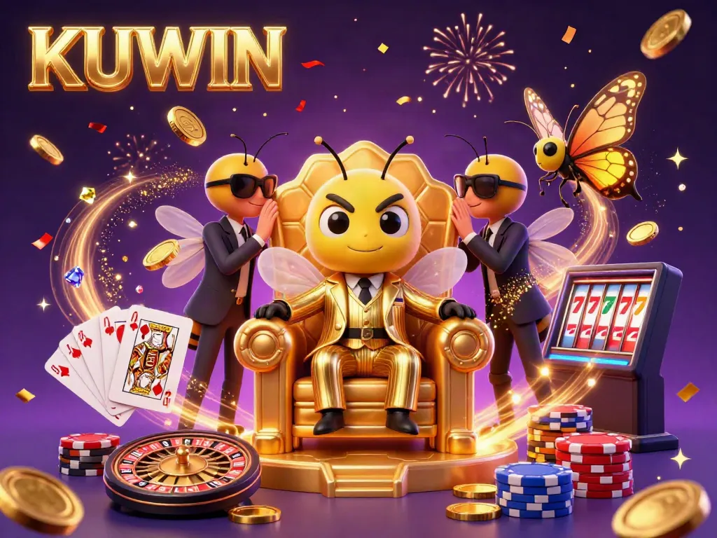 Engage in exciting gaming action with KUWIN's captivating 3D casino illustration featuring a whimsical bumblebee mob boss.