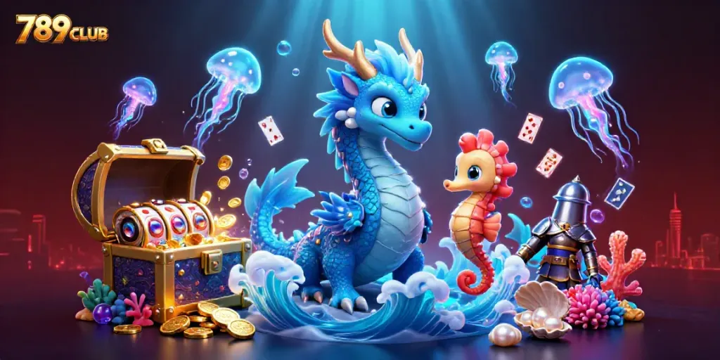 Engage with 789CLUB as the azure water dragon and seahorse knight bring casino elements to life.