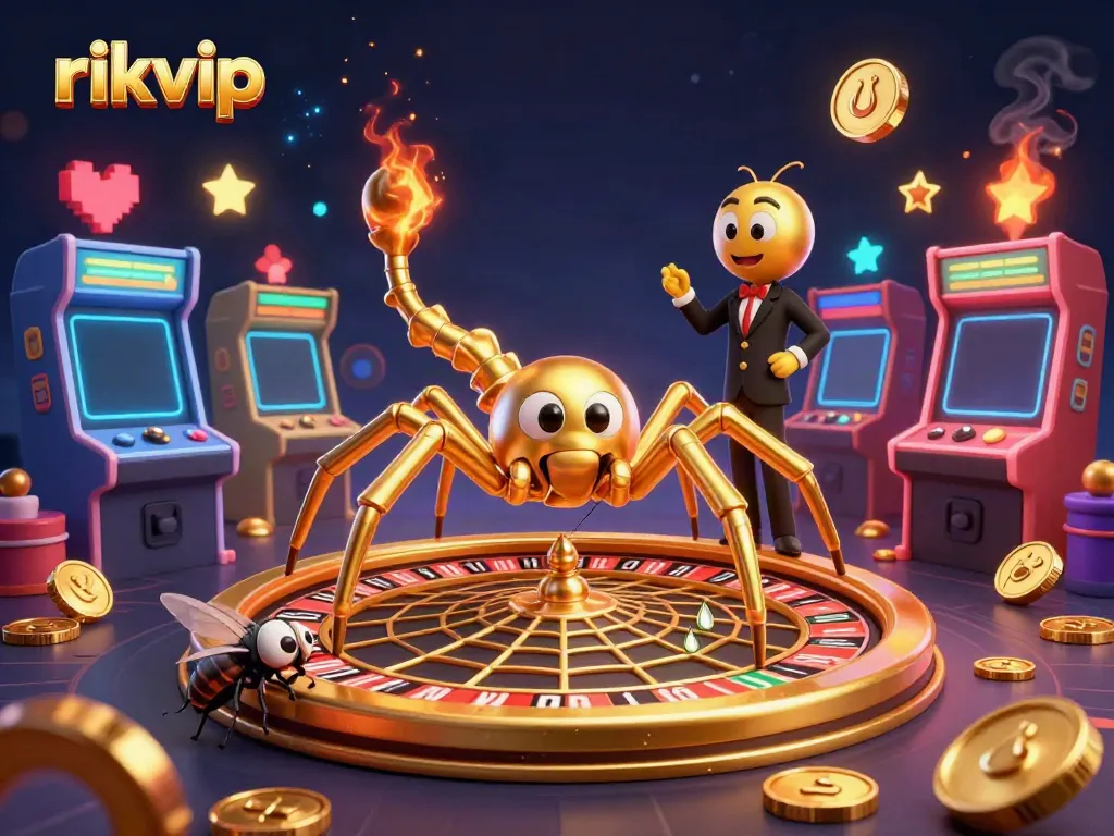 Experience thrilling bets with rikvip in this dynamic 3D casino scene filled with games and excitement.