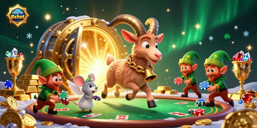 Experience the thrilling ambiance of trang chủ 8xbet highlighted with festive chaos as characters engage in casino mischief.