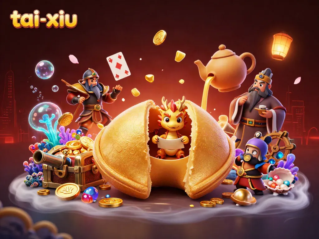 Experience the excitement of tai-xiu with a vibrant 3D illustration showcasing dragon guardians and golden treasures.