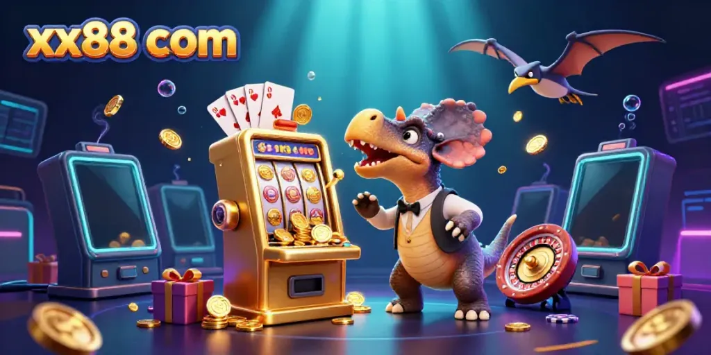 Experience jackpot excitement at xx88 com with energetic casino characters and vibrant game elements.