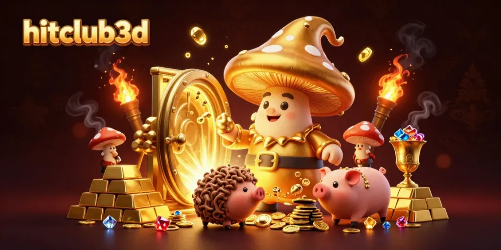 Experience thrilling gameplay with treasures at hitclub3d, showcasing golden elements and vibrant characters.