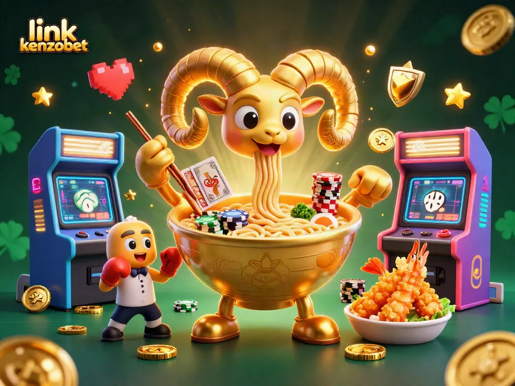 Engage with thrilling games at link kenzobet with a lively illustrated scene featuring vibrant casino elements.