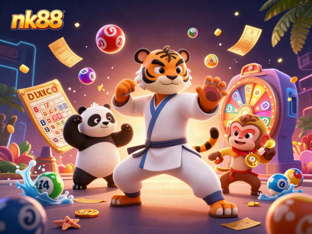 Experience nk88 as the kung fu tiger master guides your betting luck in a vibrant casino world.