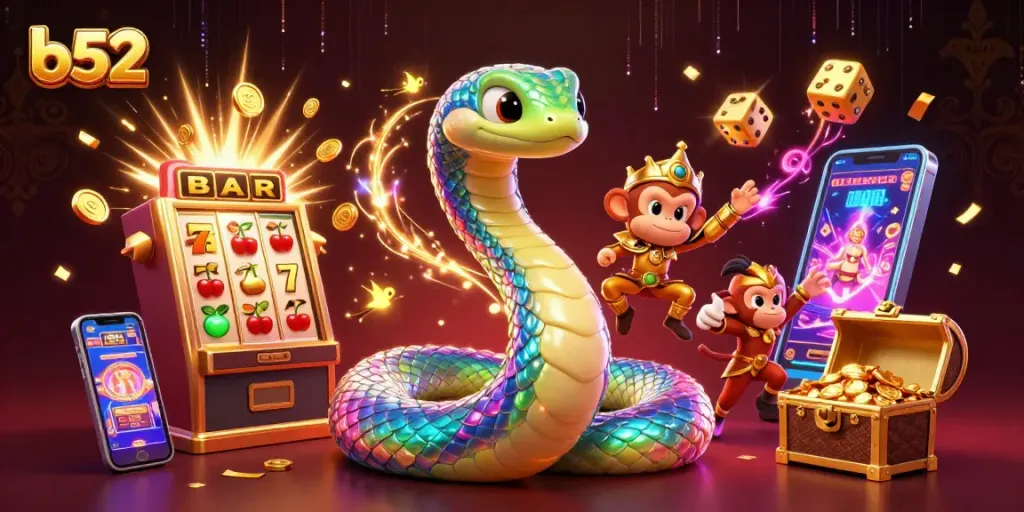 Spin the reels for big wins with b52's casino excitement featuring vibrant characters and game elements.