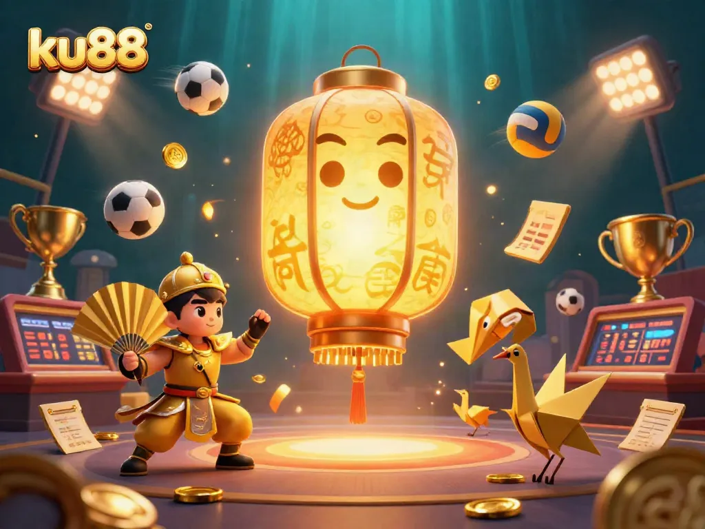 ku88 offers festive online gaming excitement with illuminated golden lantern characters and dynamic casino action.