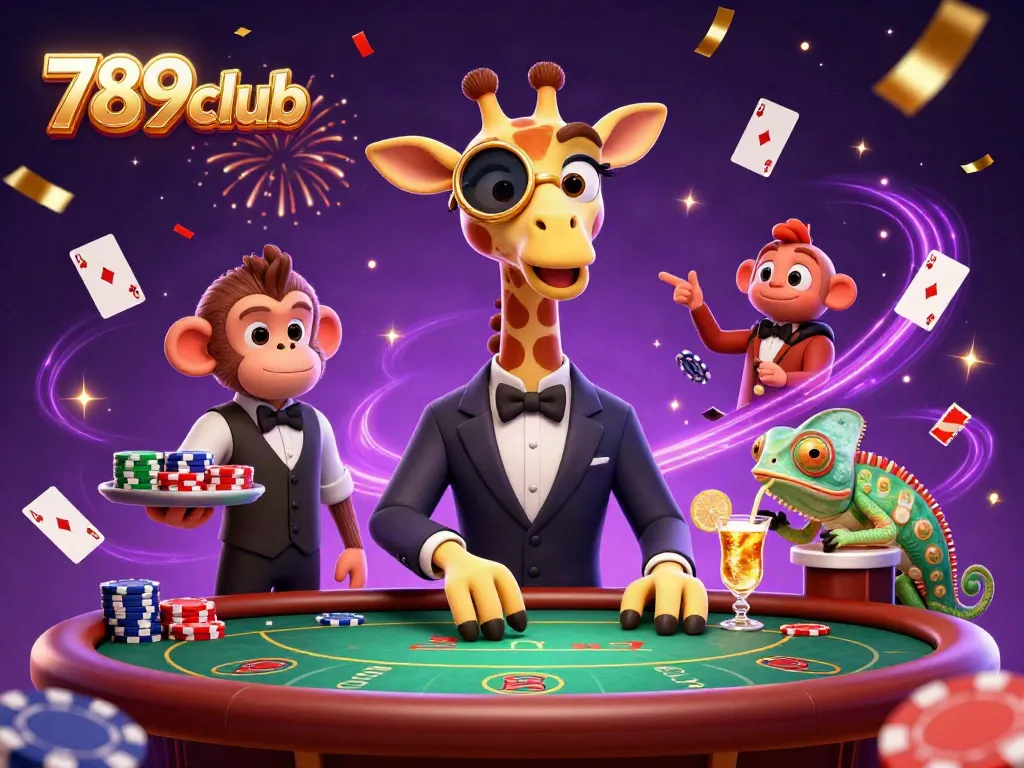 Experience the thrill of poker with 789club featuring vivid characters and casino elements.