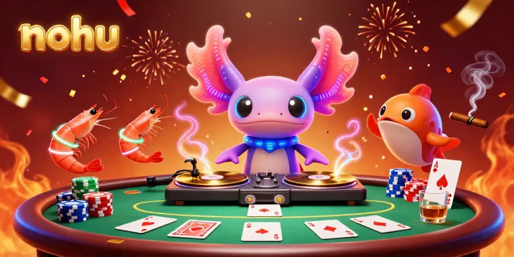 Engage with the exciting nohu casino experience featuring vibrant 3D characters and poker elements.