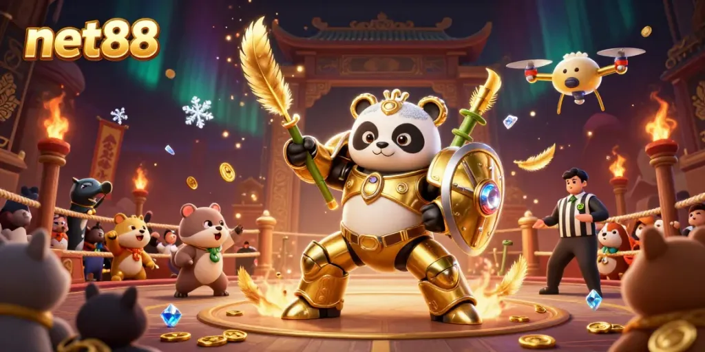 Experience thrilling gameplay at net88 with dynamic golden panda battles and exciting game elements.