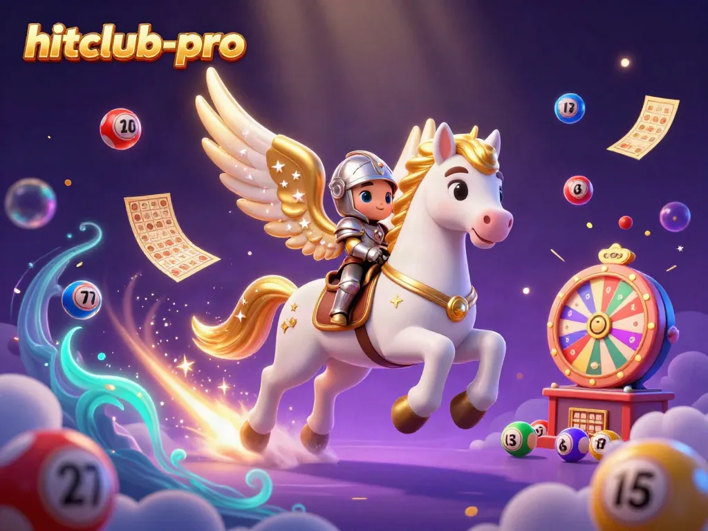 Unleash thrilling excitement with hitclub-pro's vibrant illustration of a knight on a celestial horse amidst lottery elements.